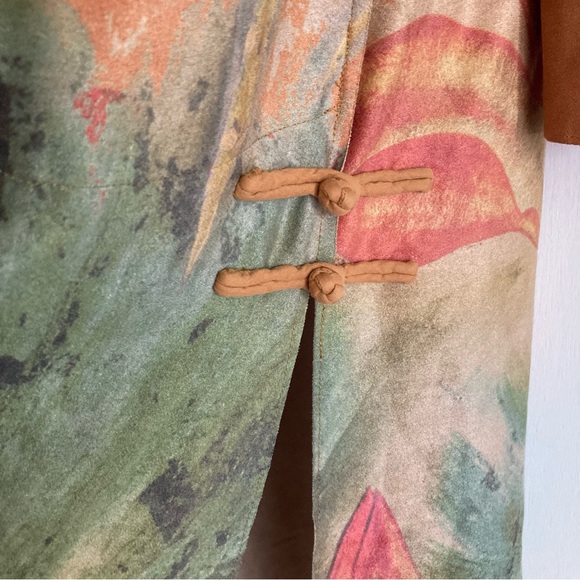 Soft Surroundings Orofino Faux Suede Open Front Watercolor Duster Jacket, Sz L - Picture 8 of 16
